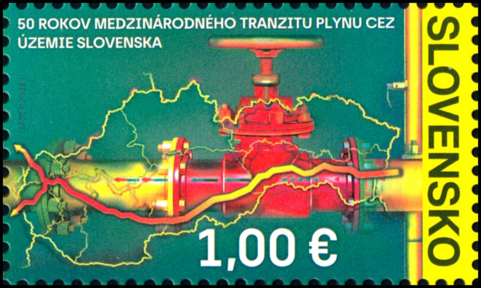Slovenská pošta vydala známku k 50. výročiu tranzitu plynu cez územie SR